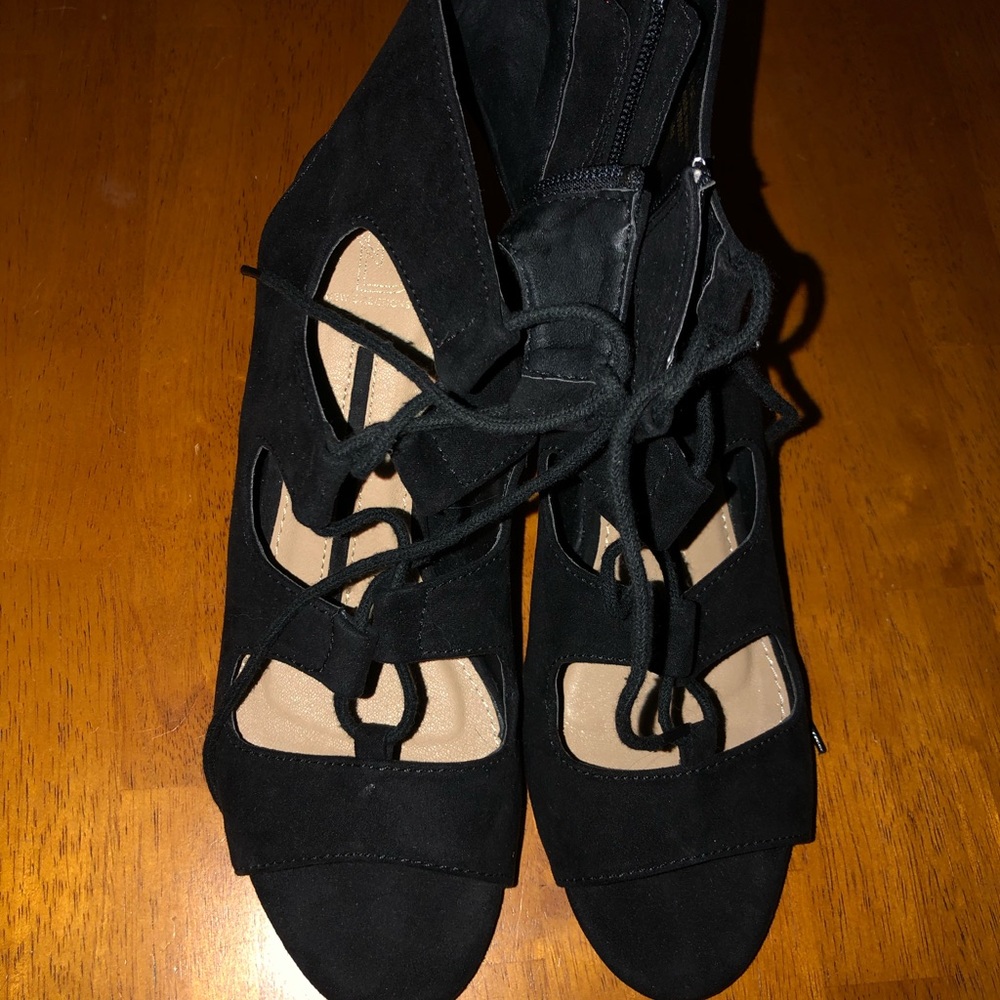 Never worn New Directions Lace Up Booties